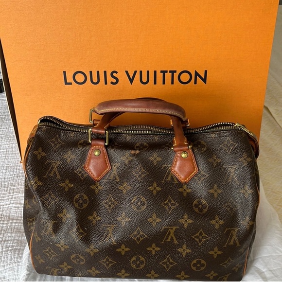 Authentic Louis Vuitton Classic Brown Monogram Tote speedy 30 - Picture 1 of 11
